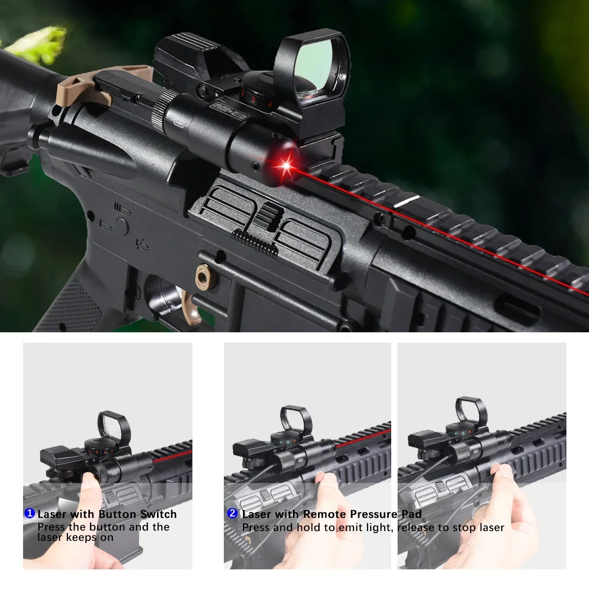 Red Dot Sight Holographic Collimator 1x22x33 Red Dot Sight with Laser Red Green Dot Hunting Optics Scope Reflex 4 Reticle Tactical for 20mm Rail