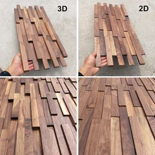  6 pcs/Pack, Natural Black Walnut Wood Mosaic Art Wall Tiles,  Retro Amercian Style Art Wall for Home/Office/Wall Background Deco 