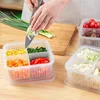Refrigerator Preservation Box Transparent Double-layer Sealed Box Vegetable Fruit Spring Onion Ginger Garlic Food Grade Drain 3