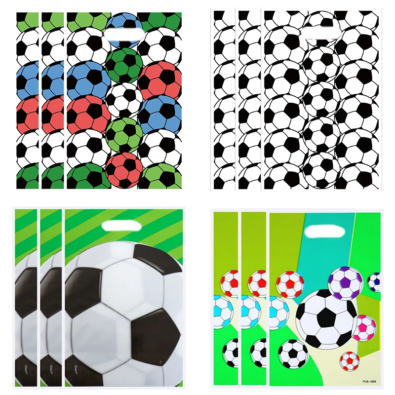 Soccer Gift Bags Plastic Cookie Treat Candy Bags Guest Gifts Birthday Football Theme Party Favors Bag Twist Ties