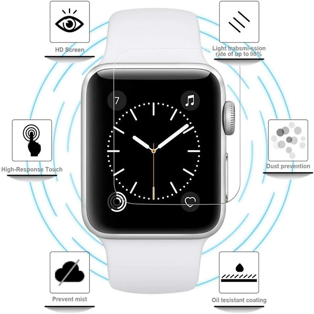 애플워치 시리즈 9 8 7 41 45mm용 하이드로겔 필름 1-5개, 애플워치 iWatch 6 5 4 3 2 1 SE 40mm 44 38 42mm용 스크린 보호필름