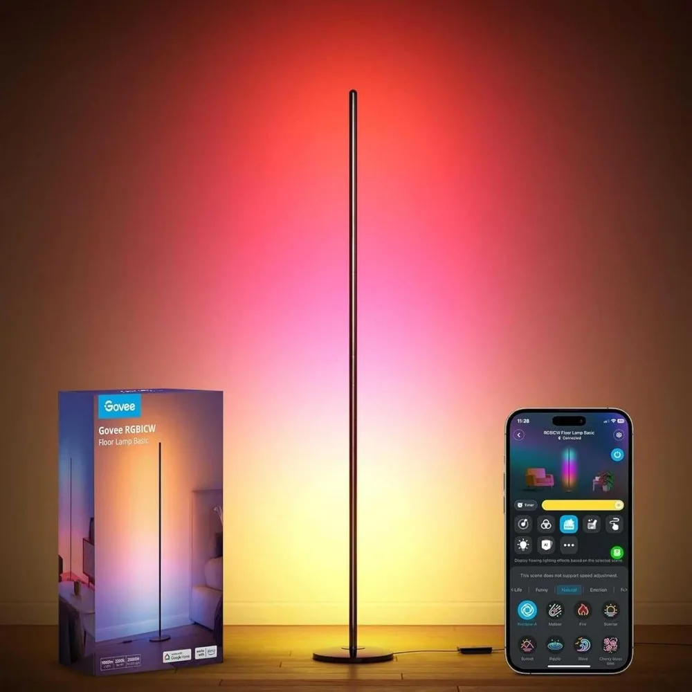 Govee Lámpara de Pie Moderna, RGBIC Lámpara LED Funciona con Alexa, Asistente de Google y Aplicación, 16 Millones de Colores DIY