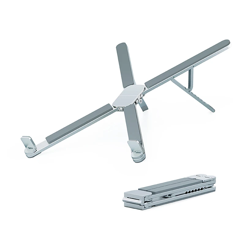 Tragbarer Laptop-Halter, Riser, Computer-Tablet-Ständer, 7-Winkel verstellbar, Aluminium, ergonomisch, faltbar, tragbarer Mini-Halter