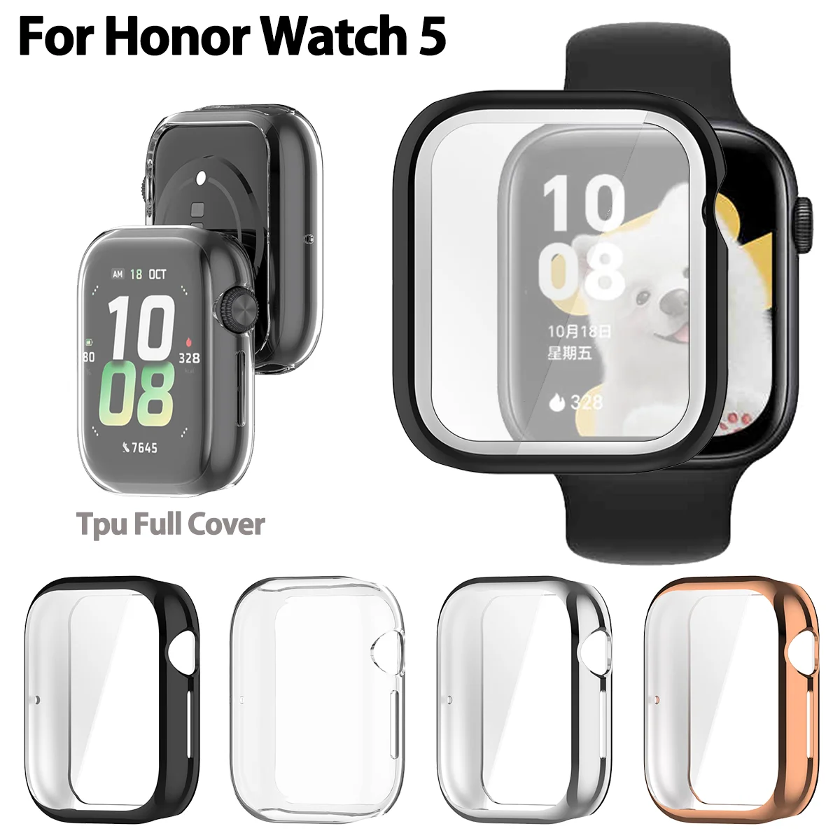 Tpu Plating Cases Cover for Honor Watch 5 Bracelet Protector Shell Case Screen Protection Frame Accessories