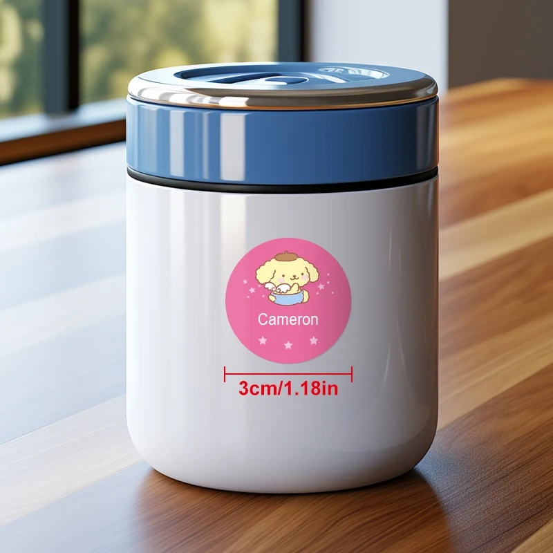 개학을 위한 맞춤형 폼폼푸린 이름 스티커, 병, 펜 - 크리스마스 선물용 생생한 방수 개인 맞춤 라벨