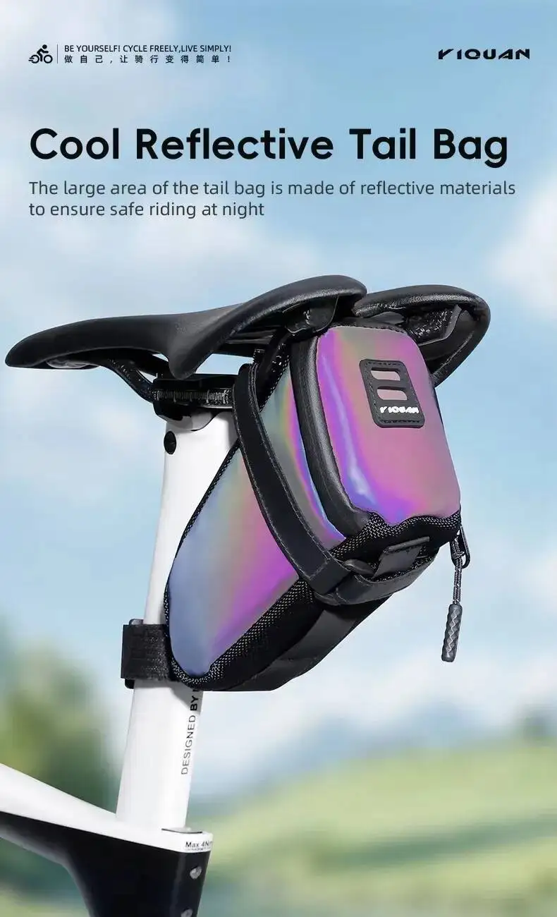 ESLNF Wasserdichte Hochreflektierende Fahrrad-Satteltasche für Rennrad und MTB, Tragbare Outdoor-Fahrradtasche – Detail 1