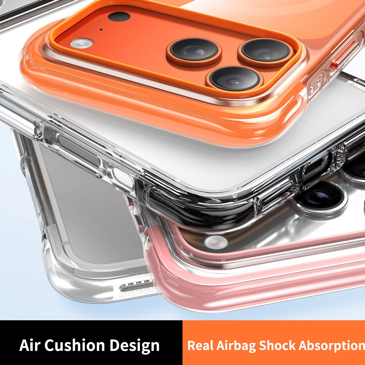 Clear Magnetic Protective Phone Case with Enhanced Airbag Anti-Drop Design and Metal Button