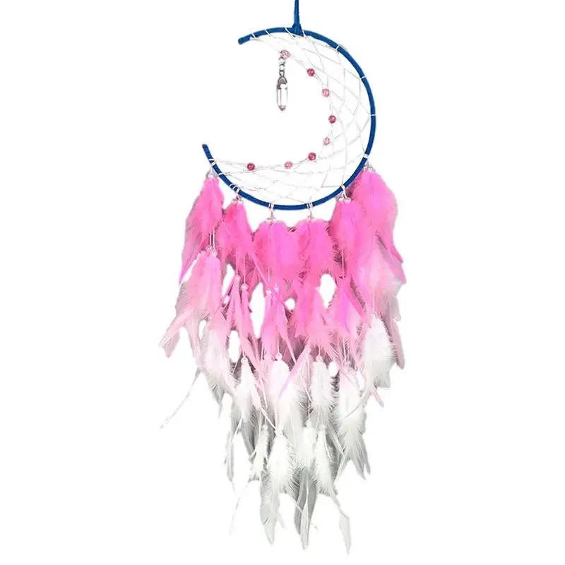 

Led Dream Catchers Blue Feather Moon Dreamcatcher Decor Wall Decorations Ornaments Handmade Led Dream Catchers Blessing Gift For