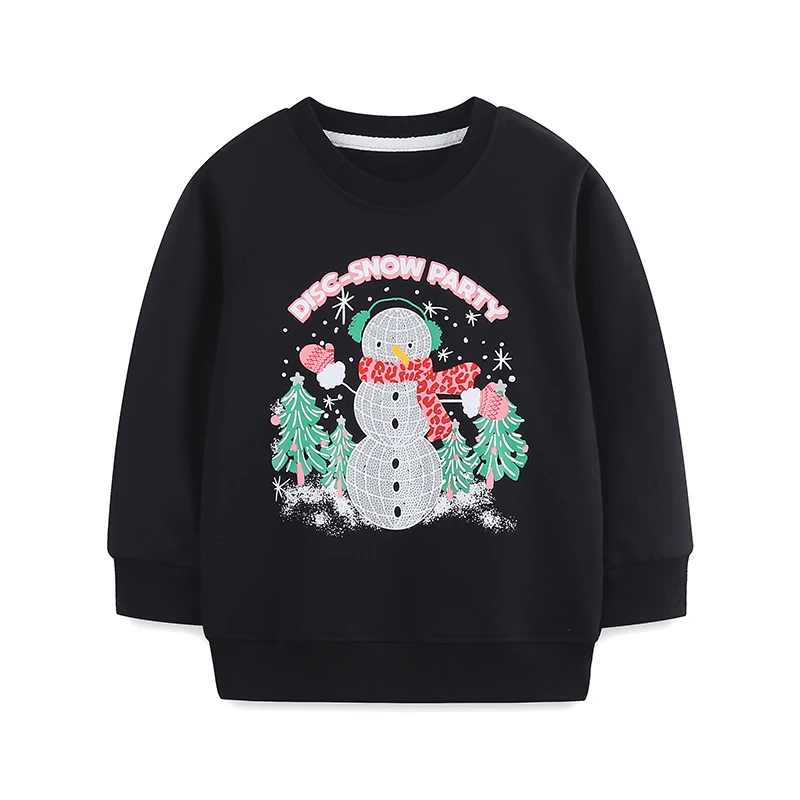 2025 Autumn Spring Kids Clothes Baby Girls Children's Clothing Cartoon Christmas Snow Man Sweatshirts Tops Cotton