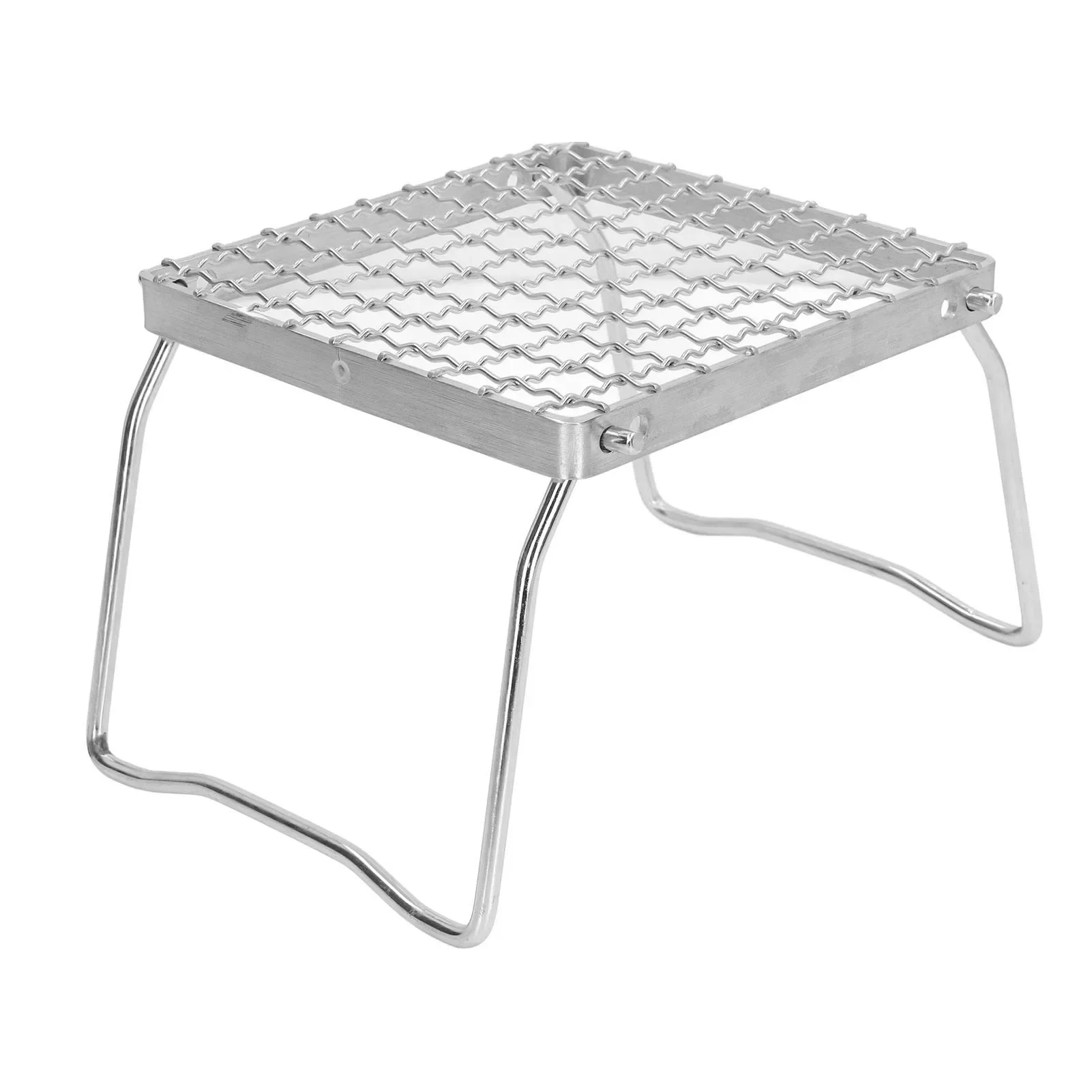 Camp Grill Grate with Foldable Legs 304 Stainless Steel Portable Grid Ultralight Campfire Stand