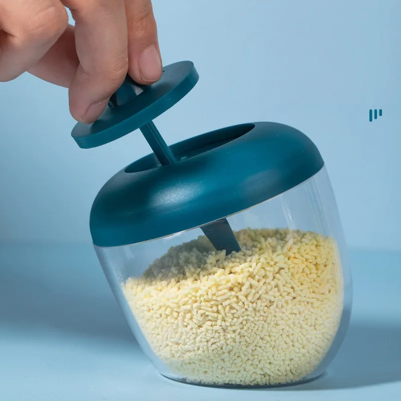 Barattolo per condimenti rotondo in stile giapponese trasparente creativo per cucina, bottiglia per condimenti con cucchiaio e coperchio, anti-umidità e anti-polvere_voghion.com