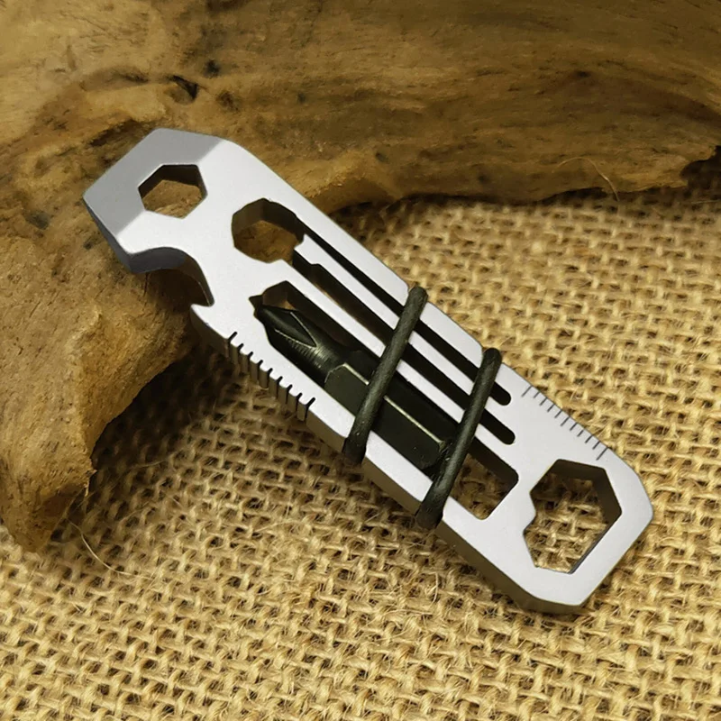 

6 in 1 Gadget Bottle Opener Keychain Wrench Hiking Camping Outdoor Pocket Tools Multi-Function Spanner For EDC Equipment