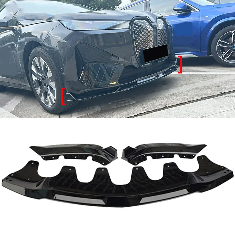 

3 Stage Front Lip Splitter Spoiler Side Lower Splitters Body Kit For BMW iX 2021-2024 MP Style