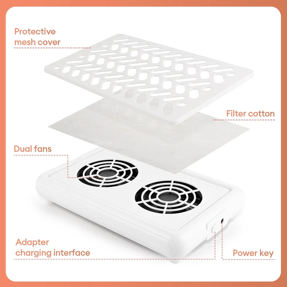 Mini Dust Manicure Nail Vacuum Cleaner Portable Nail Vacuum Cleaner Nail Art Vacuum Dust Cleaner Extractor Fan With FilterCotton