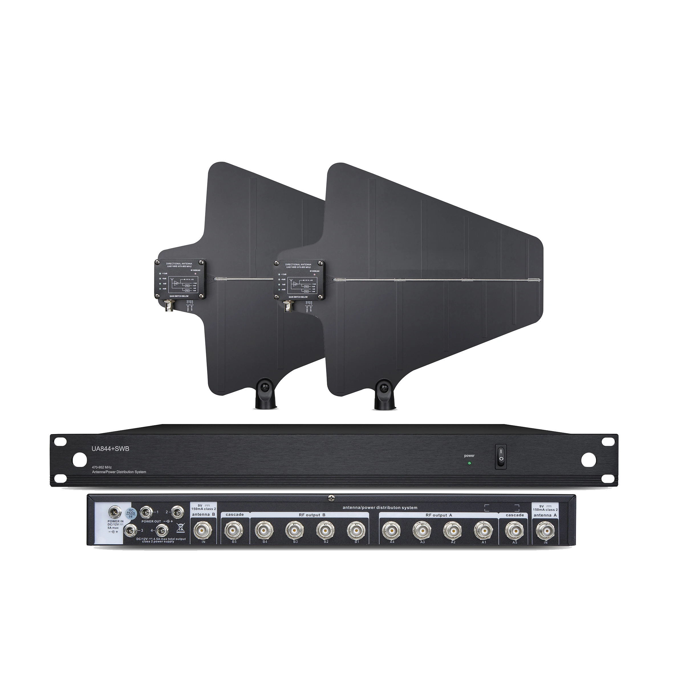UA844 전문가용 USB 마이크 앰프 (XLR 커넥터 포함) 무선 통신용 10채널 안테나 분배 시스템
