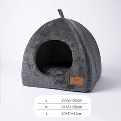Cozy Triangle Pet Nest - Warm, Thick, and Enclosed Sleep Sanctuary - 34x34x38cm (GRAY)