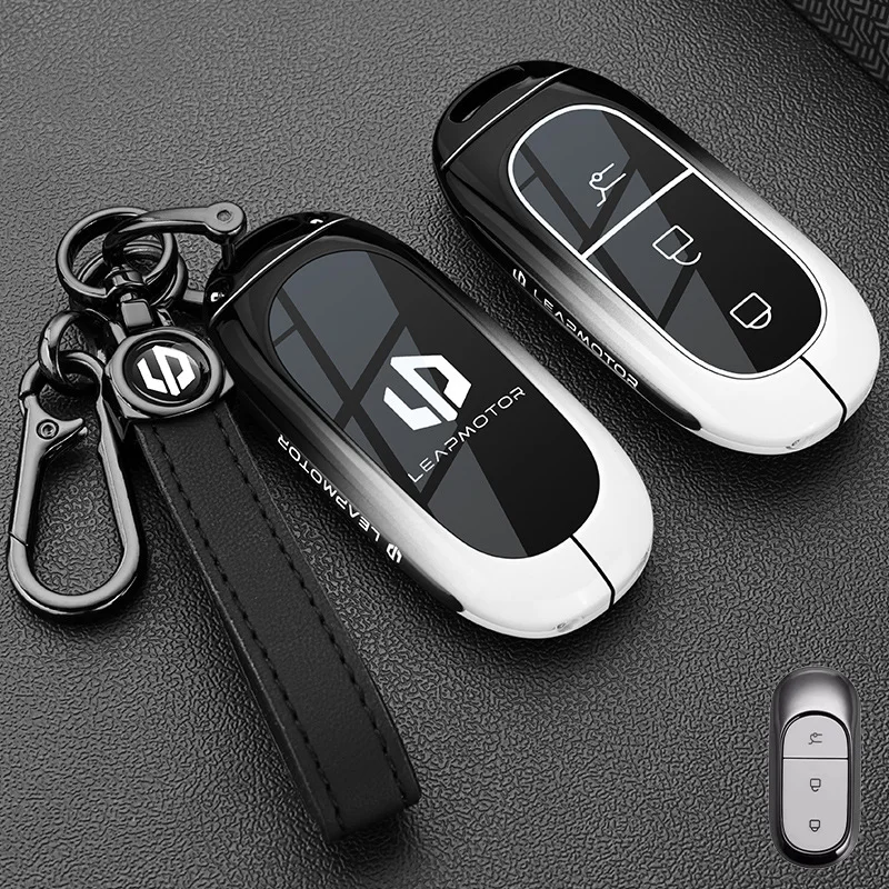 Auto Zink-legierung TPU NFC Karte Schlüssel Fällen Halter Abdeckung Kette Für Leapmotor C16 C11 C10 C01 B10 T03 S01 Smart Schlüssel Auto Zubehör – Detail 5