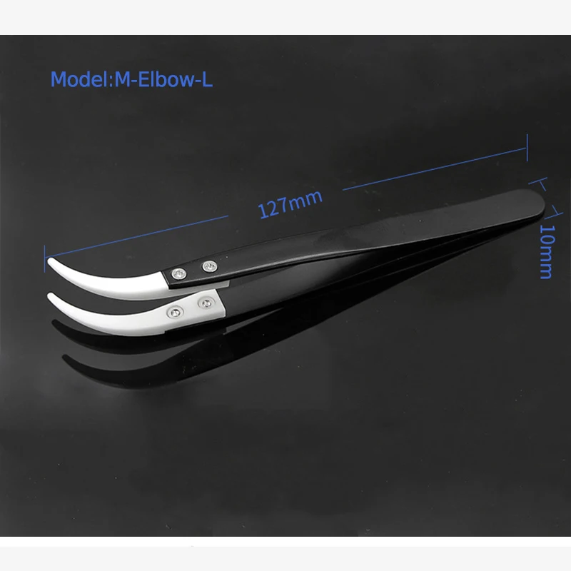 Anti-Static Ceramic Tweezers Stainless Steel Industrial Ceramic Tweezers Insulated Straight/Curved Tip Black-Whit Tools