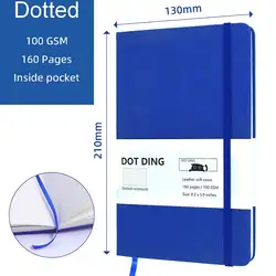 A5 Premium Dotted Notebook - 100 GSM, 160 Pages - Perfect for Journaling & School Supplies (Cloth cover-Blue)