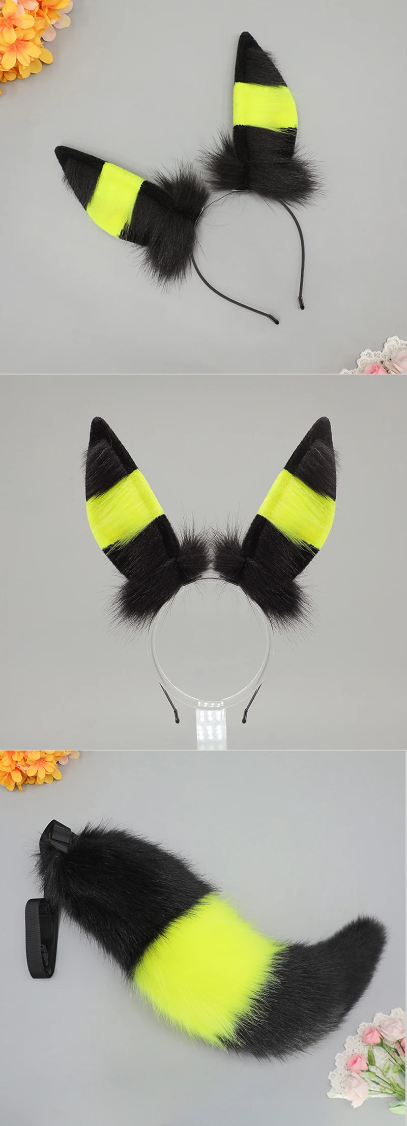 Pokémon Umbreon Cosplay Headband and Tail Set for Halloween and Parties
