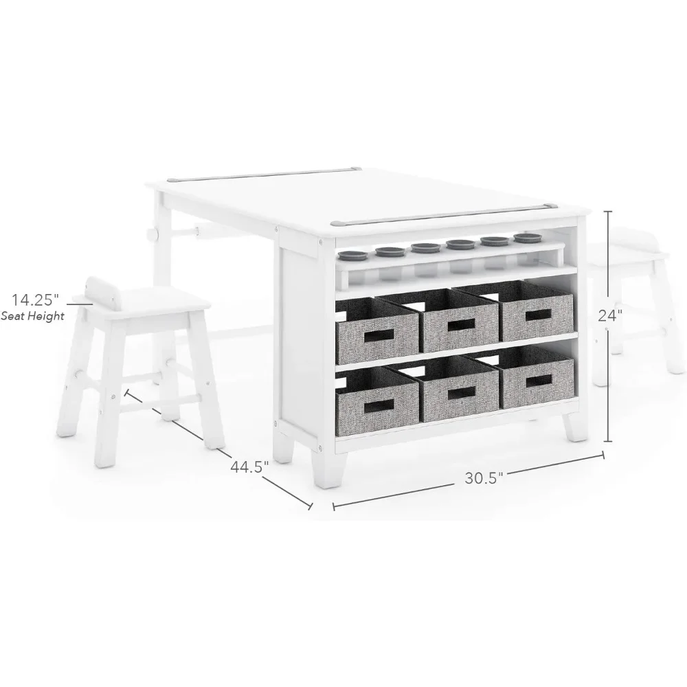 Kids' Art Table and Chair Set - Creamy White: Wooden Kids Play Table for Arts and Crafts| Coloring Desk ,Kids Activity Table 3