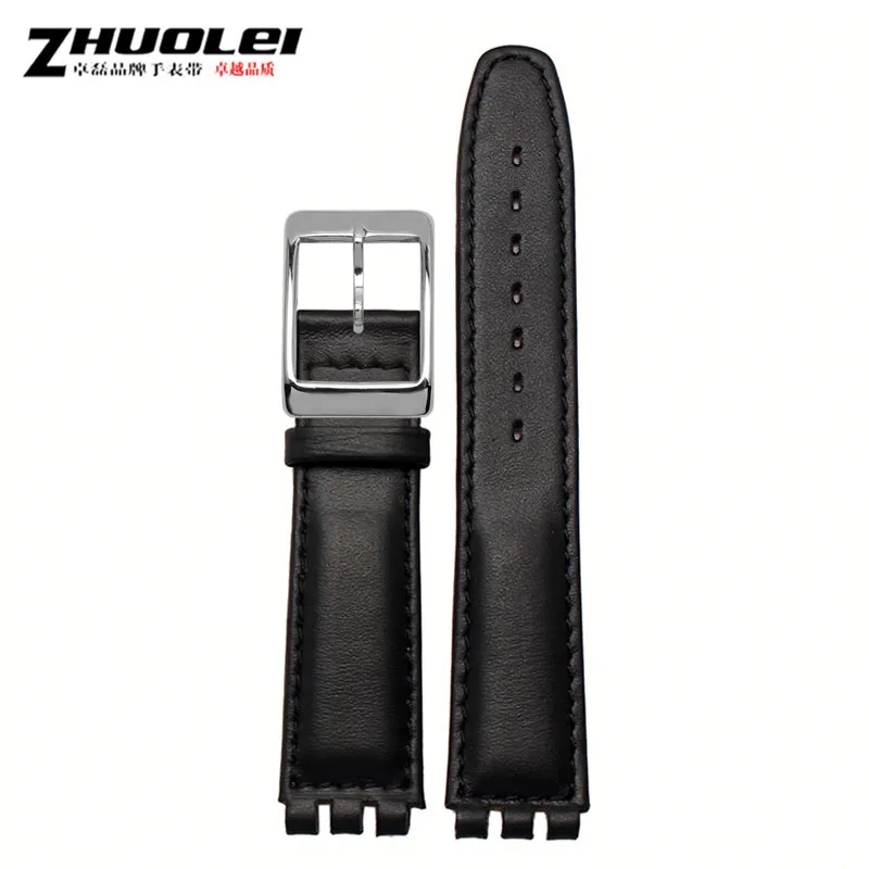 Genuine Leather Watch Strap with Steel Buckle in Multiple Colors