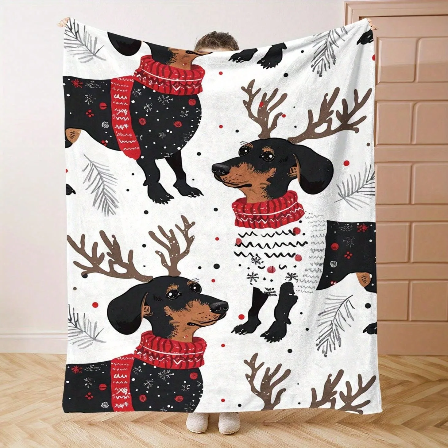 dachshund-christmas-flannel-blanket-sausage-dog-snow-tree-cozy-gift
