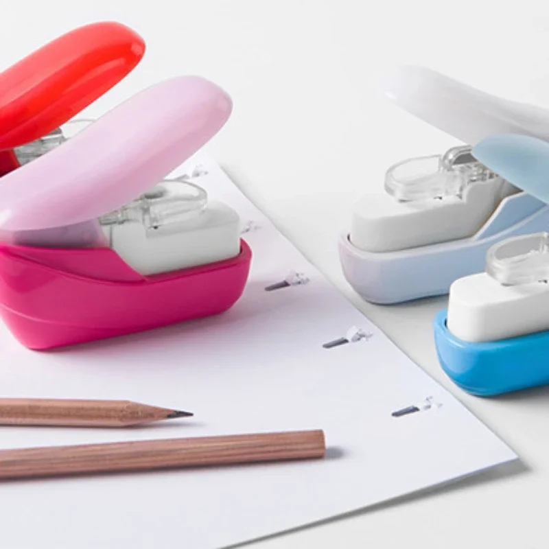 Mini No Nails Easy Effortless Stapler book Stapling Stapler Without Staple Office Binding Supplies School Supplies mini stapler set
