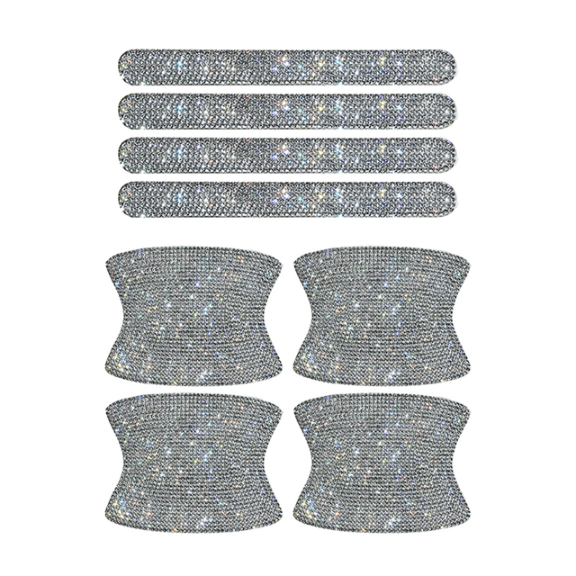 Bing Car Kit Car Door Handle Protector Shiny Rhinestones Scratch-Resistant Stickers Door Cup Handle Car Interior Accessories
