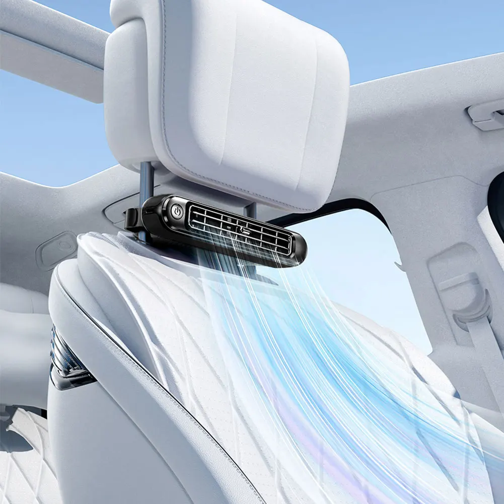 Car Seat Fans Rear Seat Air Circulation Fan Three Adjustable Wind Speeds Vehicle Rear Headrest Fans for Mini Cars RVs Sedans
