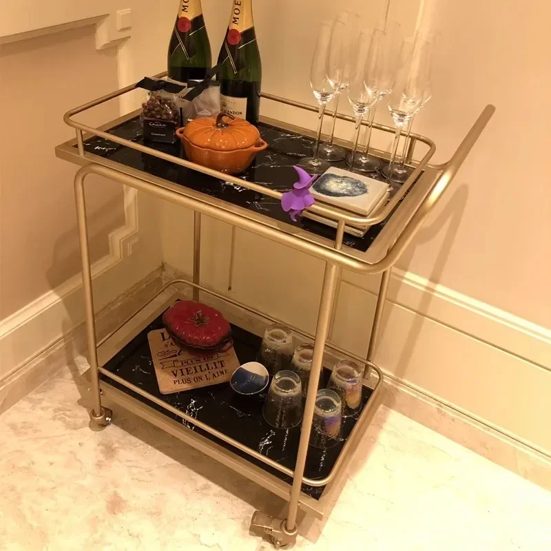 Rolling Serving Cart Eu Style Dessert Trolley Beverage Push Cart for Hotels Restaurants Portable Bar Cart for Home and KTV