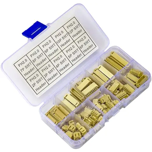 JST Connector Kit, PH2.0 SMT Header Jst 2mm Pitch JST Connector Kit 85Pcs, JST-PH Right Angle Type Header (PH2.0-SMT-R/A)