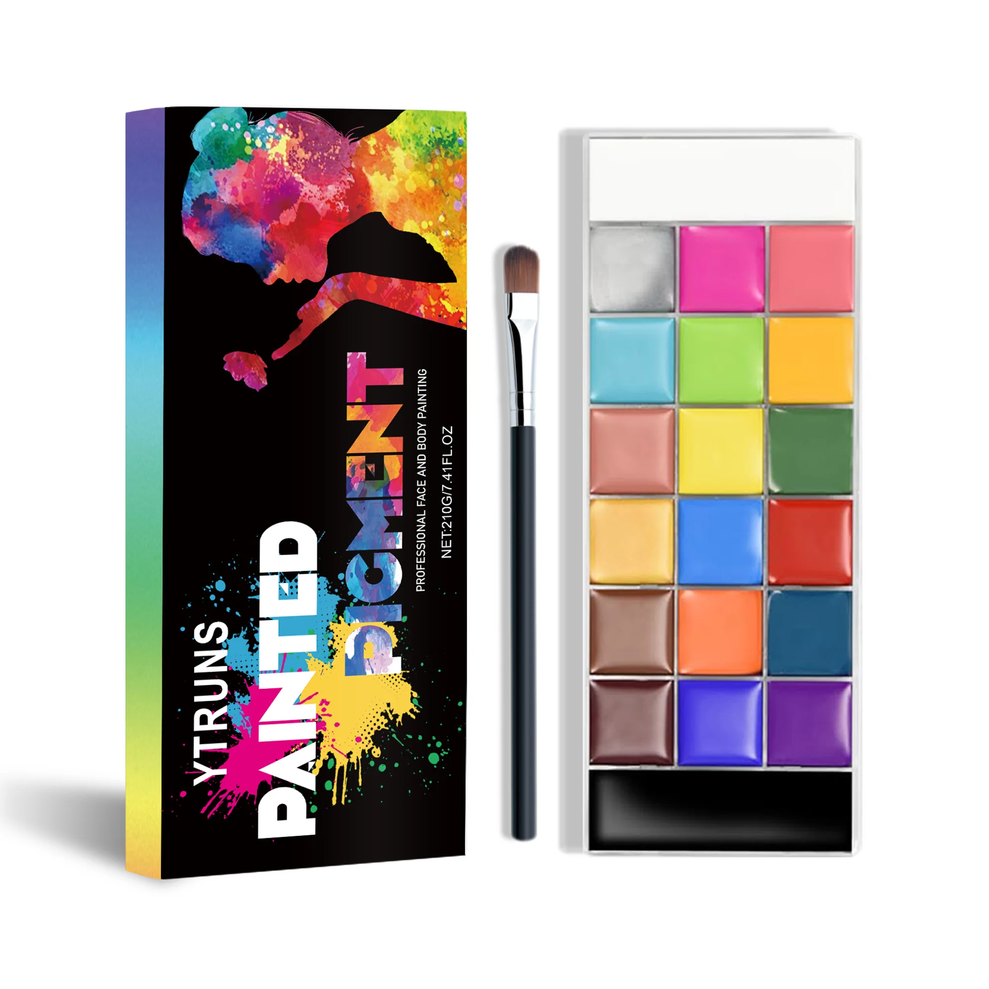 20-Color Body Paint Set – High-Pigment, Waterproof & Quick-Dry Formula with Applicators, for Stage, Festival & Cosplay Makeup