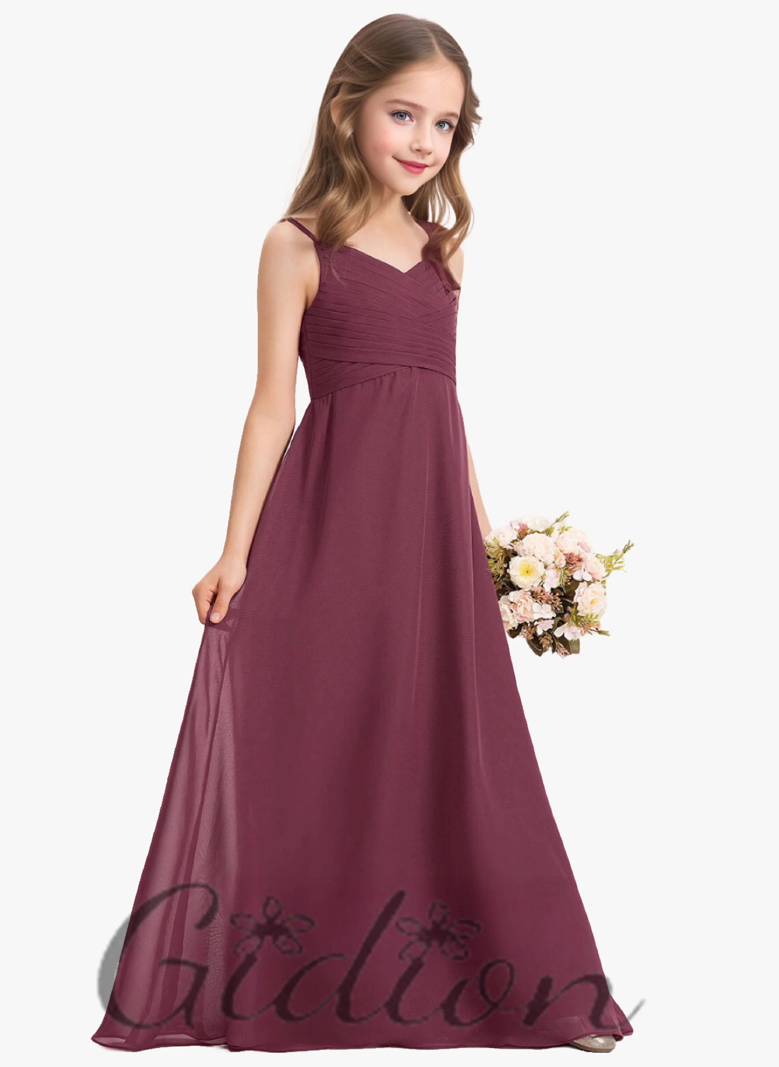 Vestidos Modestos De Manga Larga Para Damas De Honor Junior Morado main image 1