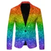 Colorful Printed Men's Suit Blazer Shiny Long Sleeve Lapel Suit Cardigan Single Button Double Pockets Luxury Suit Partywear Suit 4