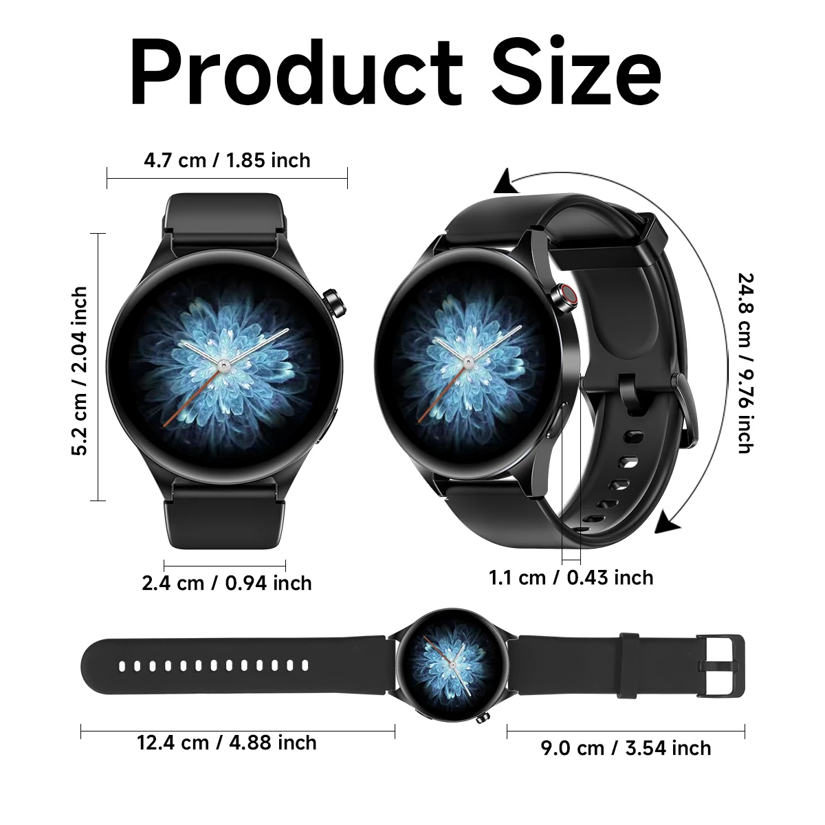 Ʈġ 2024, AMOLED HD ũ, ǰ ͸, IP68 , 300 mAh ͸, ȭ ġ GT4 ο, 1.43 ġ
