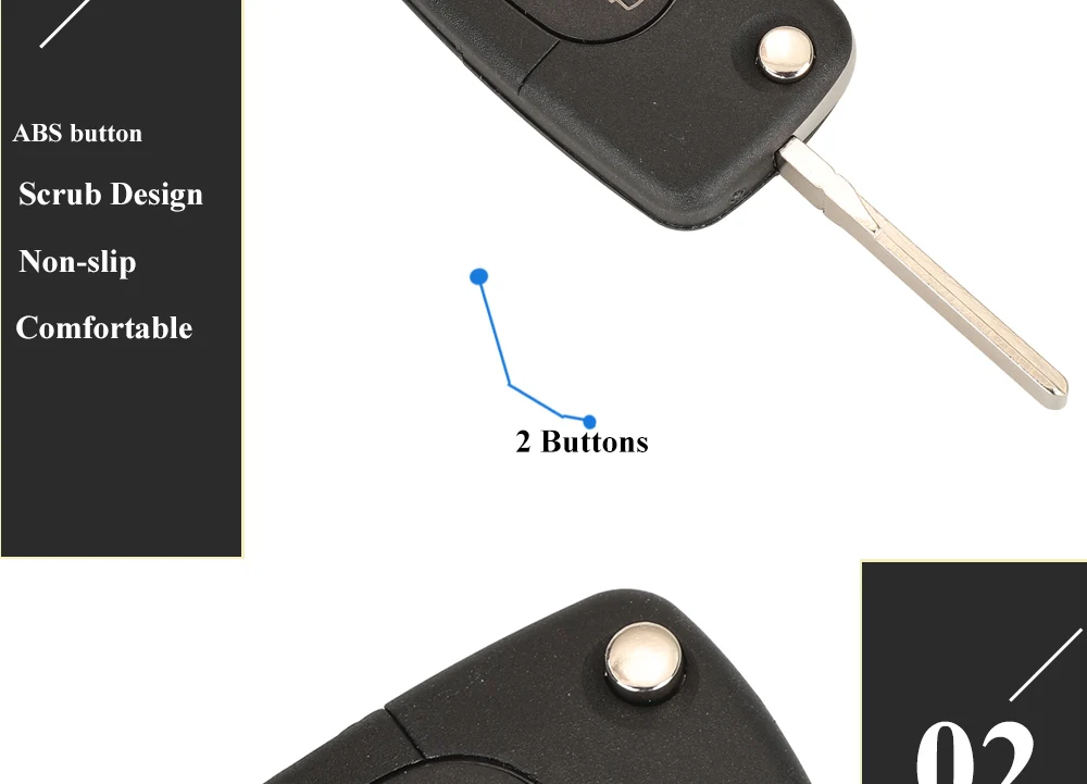 Keyforkess Chip chiave remota 433Mhz ID48 Chip per Audi A3 A4 A6 A8 TT 2 pulsante Flip pieghevole chiave dell'automobile Contol 4D0.837.231 -