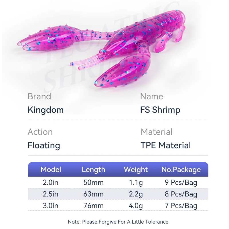 Kingdom Soft Lure 7/8/9/Pcs Ned Rig Floating Shrimp Lures  Jig Wobbler Baits Worm Soft Bait  Swimbait Fishing Tackle Cold Water