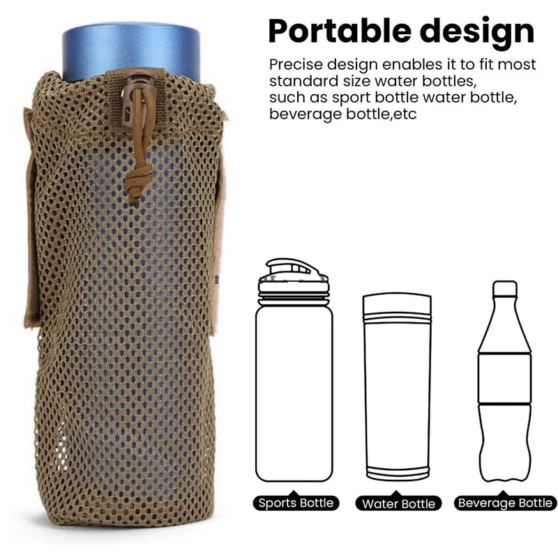 

LUC Tactical Molle Water Bottle Pouch Outdoor Cycling Water Bottle Bag Molle Stand Storage Bag Foldable Backpack Mesh Cover Case