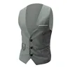Mens Classic Business Vest with Pocket Regular Fit Solid Color Waistcoat for Wedding Summer Groomsmen Vest 5