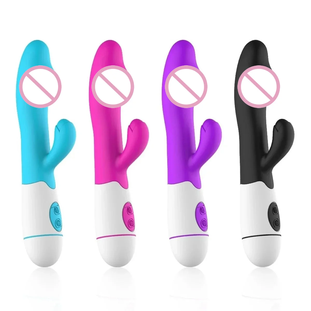 30 Speed Rechargeable Handheld Silicone Adult Clit Clitoral Clitoris Sex Toy G Spot Dual Motor Rabbit Vibrator for Women Female