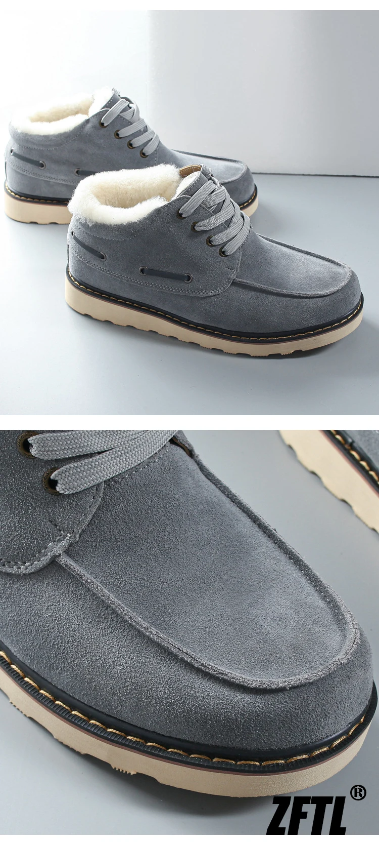 ZFTL Men's Warm Boots Winter men's Warm thickened Snow boots Wool thick bottom Cotton boots 2025 Ankle Lace up Casual Boots New