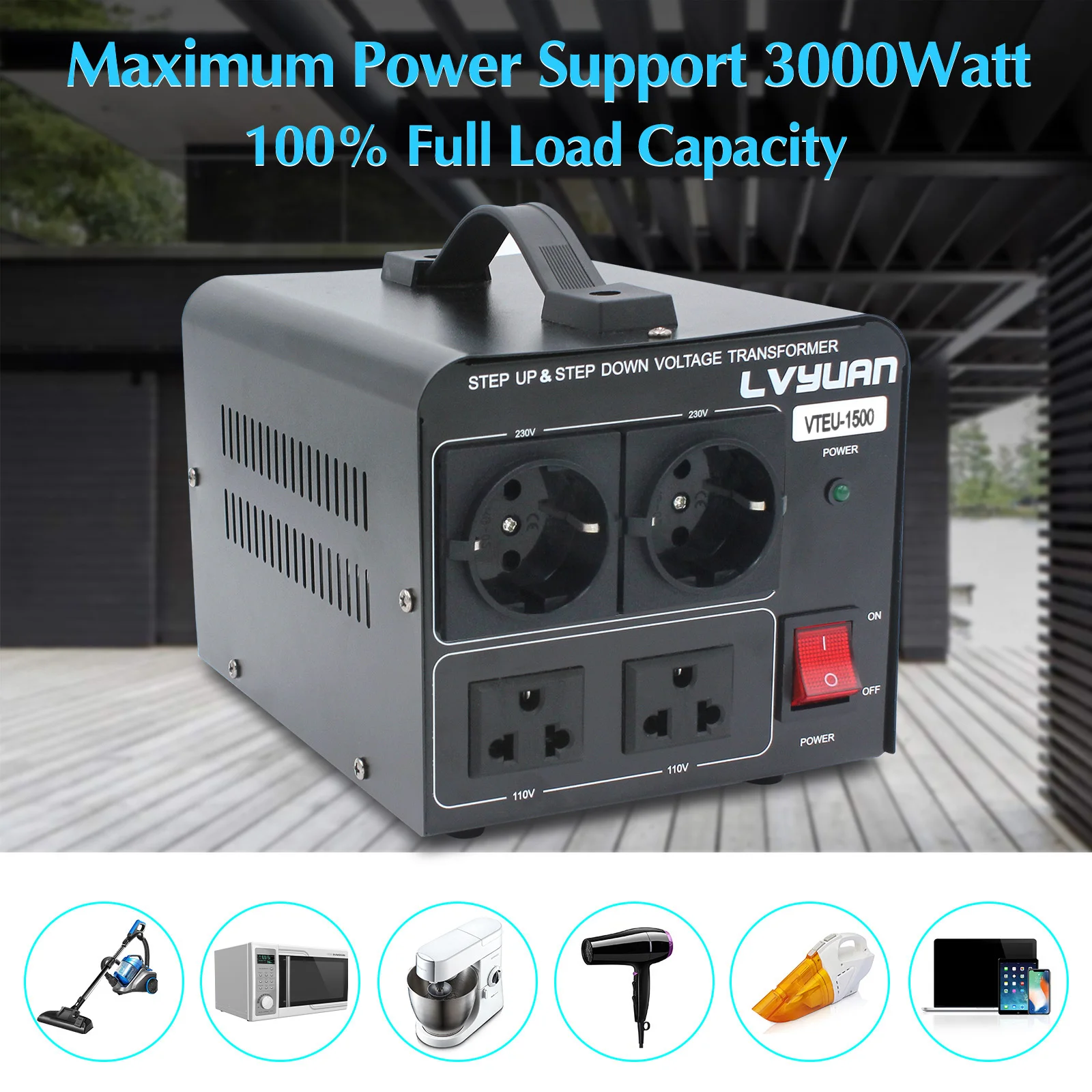 Description Picture 5 of item3000W voltage transformer 220V to 110V and 110V to 220V converter voltage step up/step down for Household appliances