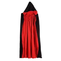 Halloween Women Men Clothes Cosplay Costume Adult Stand Collar Hooded Cape Black Red Reversible Cap Vampire Halloween Party 5