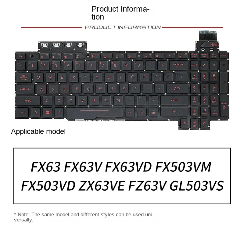 

Приложение для замены клавиатуры ноутбука Asus ROG FX63VD ZX63V FZ63V FX503VD VM