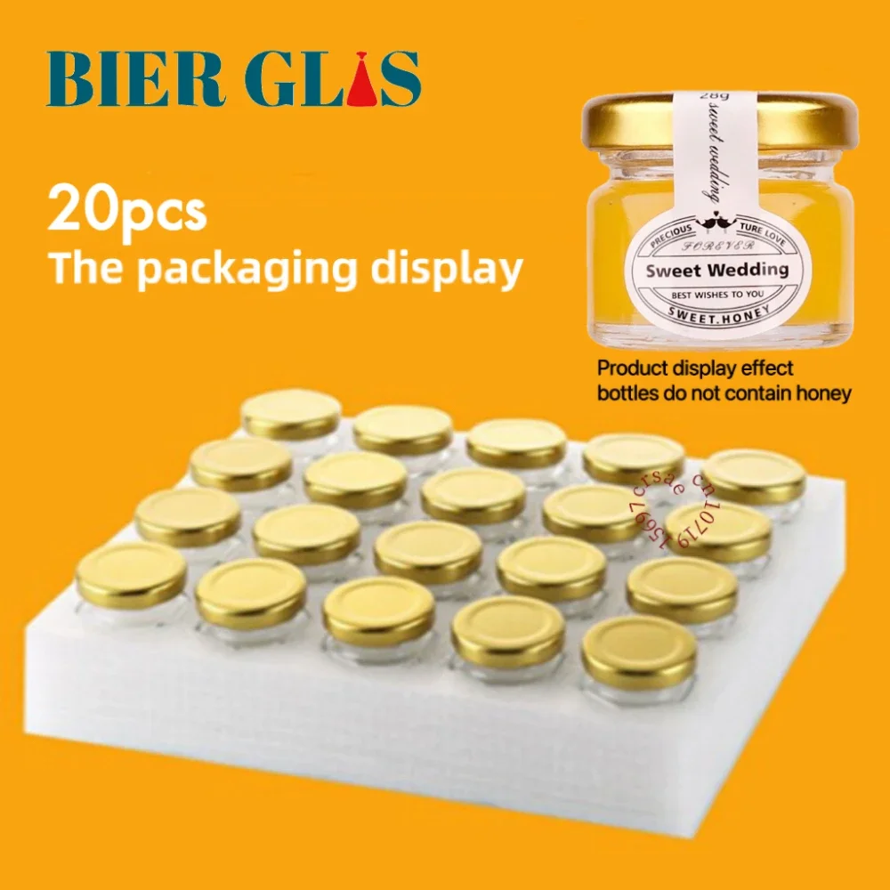 25ml Small Honey Jar Wedding Gift Guest Mini Glass Pot with Lid for Jam Label Sticker Bottles Container Storage Lots Wholesale 5