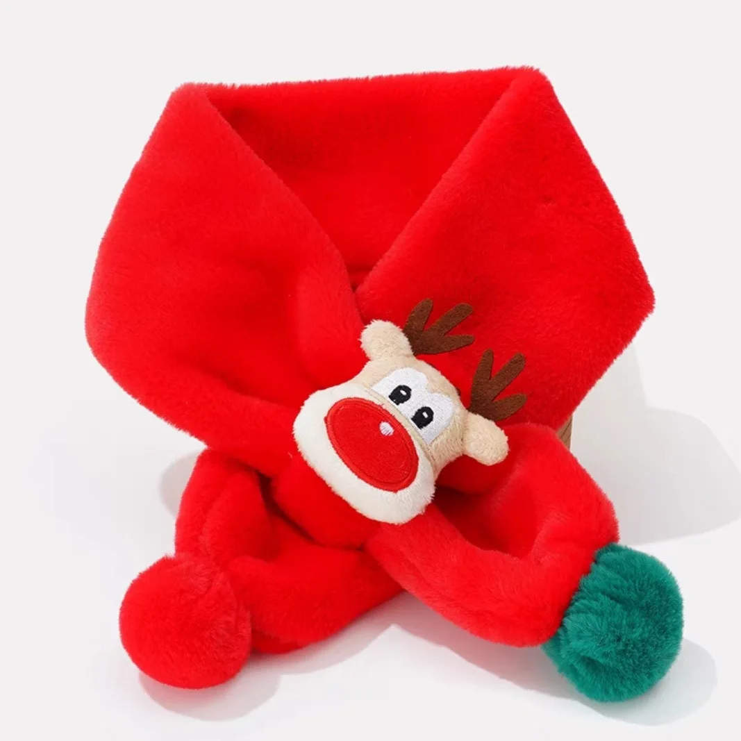 Children's scarf Christmas Moose Design bib Christmas Autumn Winter Fluffy New Year thickening to keep warm