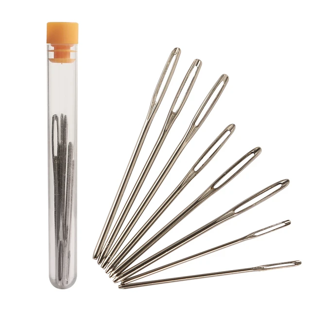 9pcs/set Large Eye Needles With Multiple Sizes, Stainless Steel