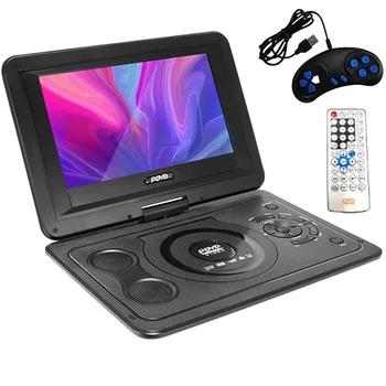 16:9 와이드 스크린 270 ° 회전 LCD 스크린, 가정용 자동차 TV DVD 플레이어, 휴대용 VCD CD EVD 뷰어, 게임 기능 포함, 13.9 인치