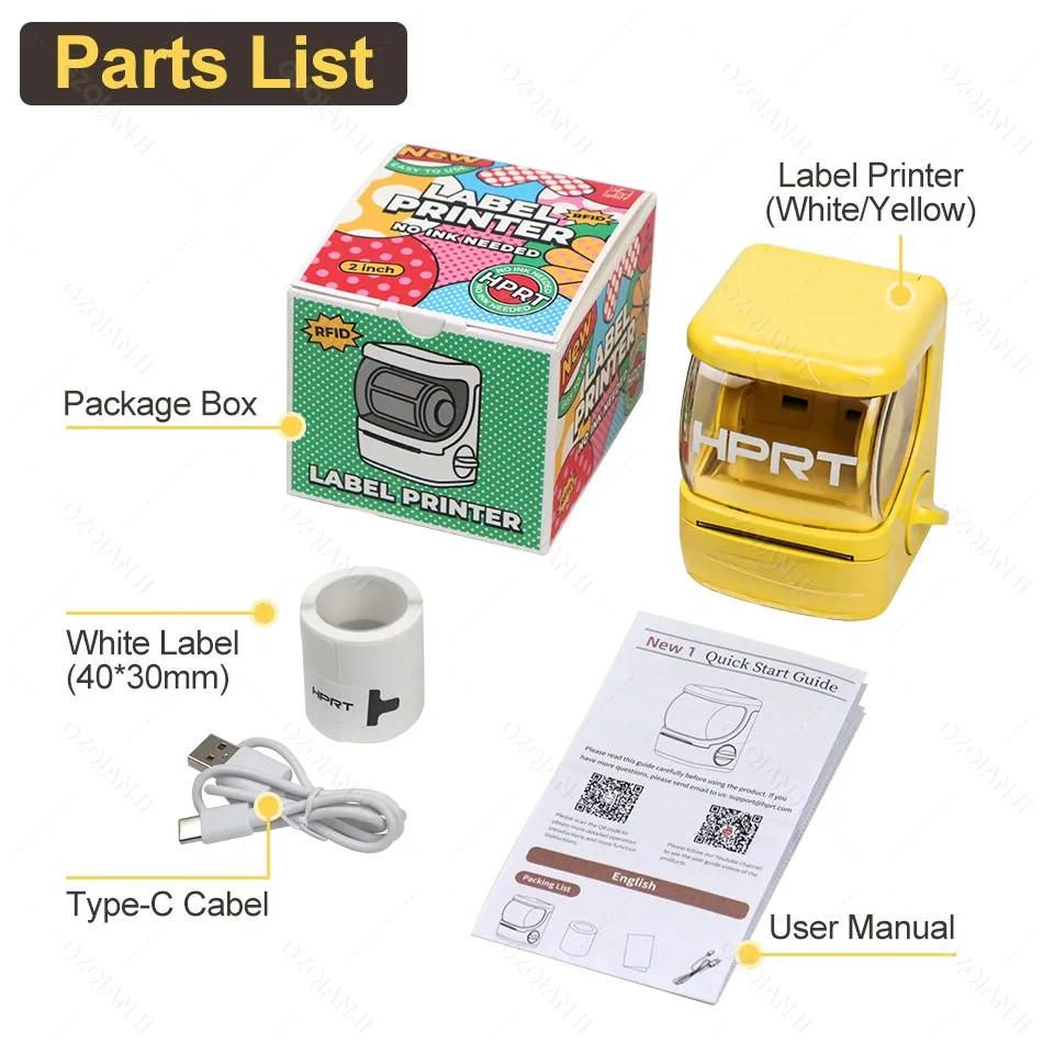 HPRT New1 Mini Pocket Label Maker Portable Thermal Label Printer Bluetooth Barcode QR Price-Tag Sticker Hand account Printers